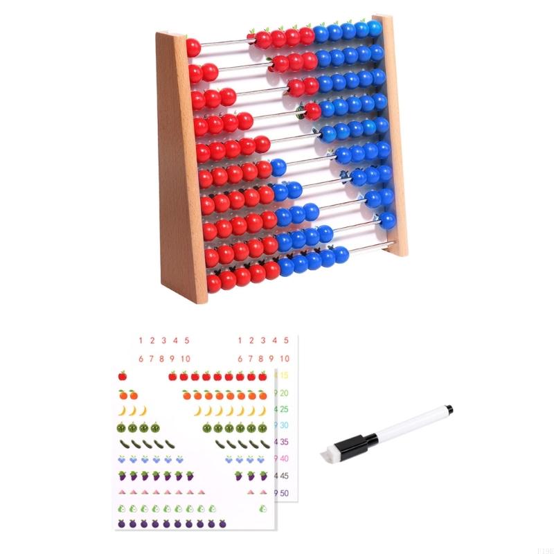 عداد خشبي مع خرزات حمراء وزرقا - مراجعة Abacus Counting Bead وسعره
