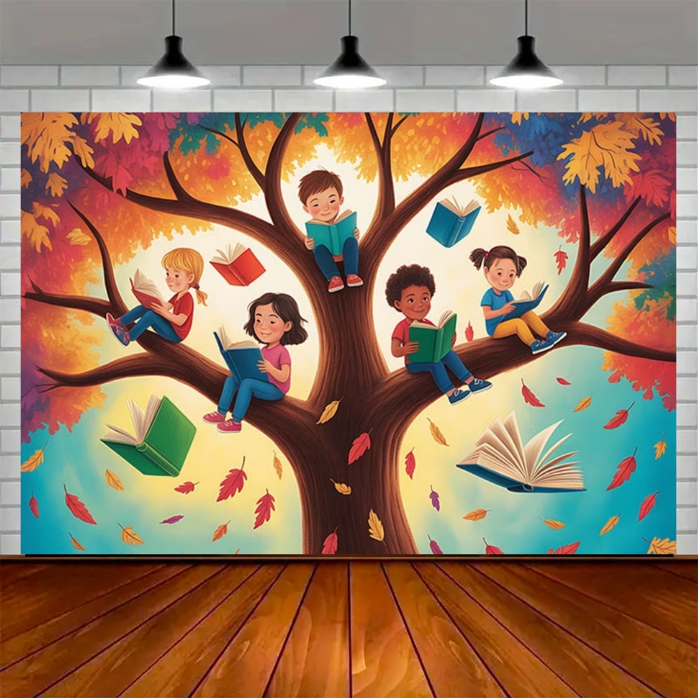 خلفية زينة لحفلة يوم القراءة ا - مراجعة Kids Education Background وسعره